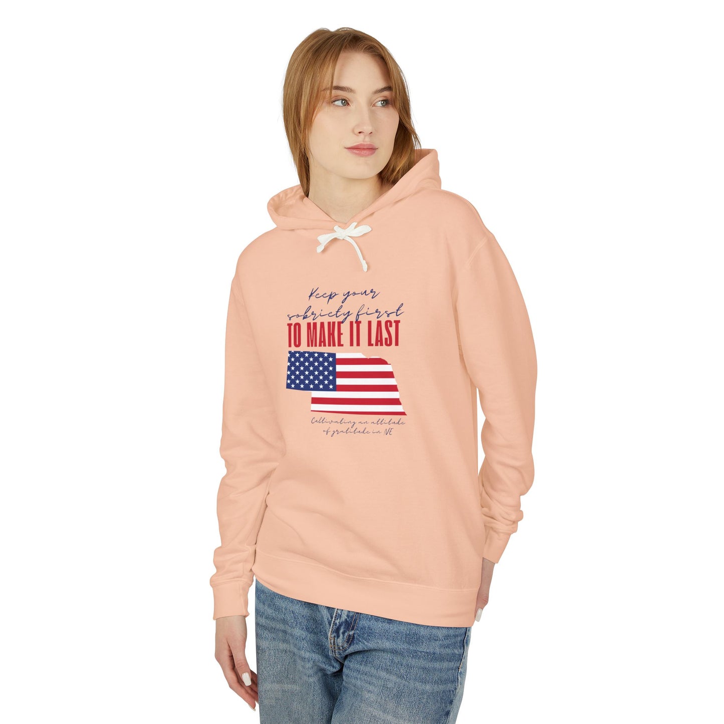 Sobriety First- NE Unisex Lightweight Hooded Sweatshirt