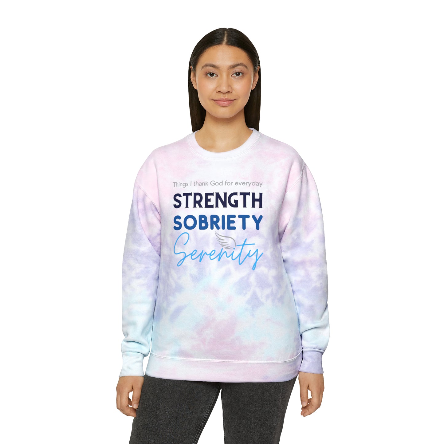 Strength, Sobriety, Serenity Unisex Tie-Dye Sweatshirt