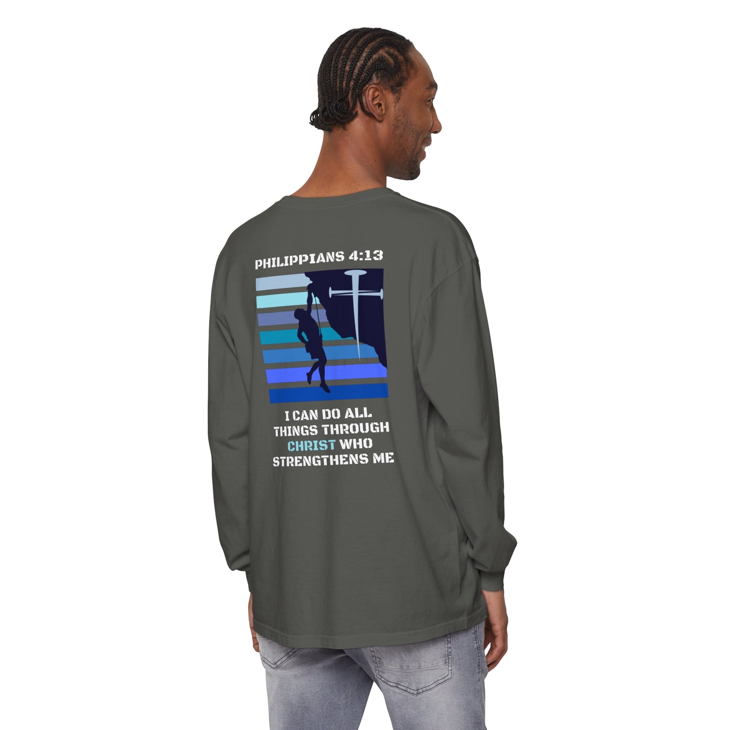 Philippians 4:13 Unisex Garment-dyed Long Sleeve T-Shirt