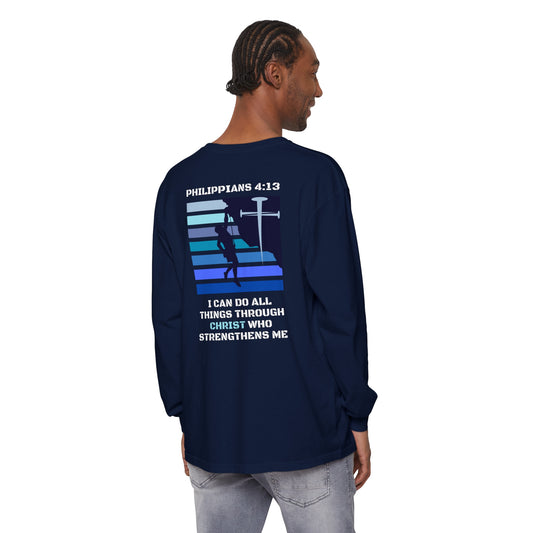 Philippians 4:13 Unisex Garment-dyed Long Sleeve T-Shirt