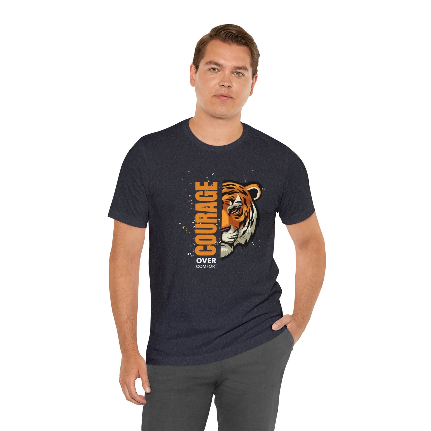 Courage over Comfort Unisex Jersey Short Sleeve Tee