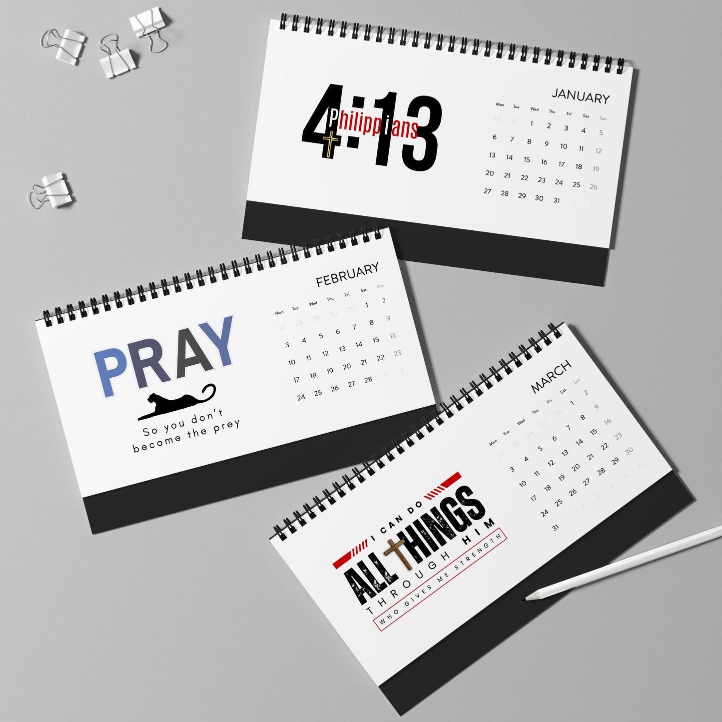 PRAY Desk Calendar (2025 grid)