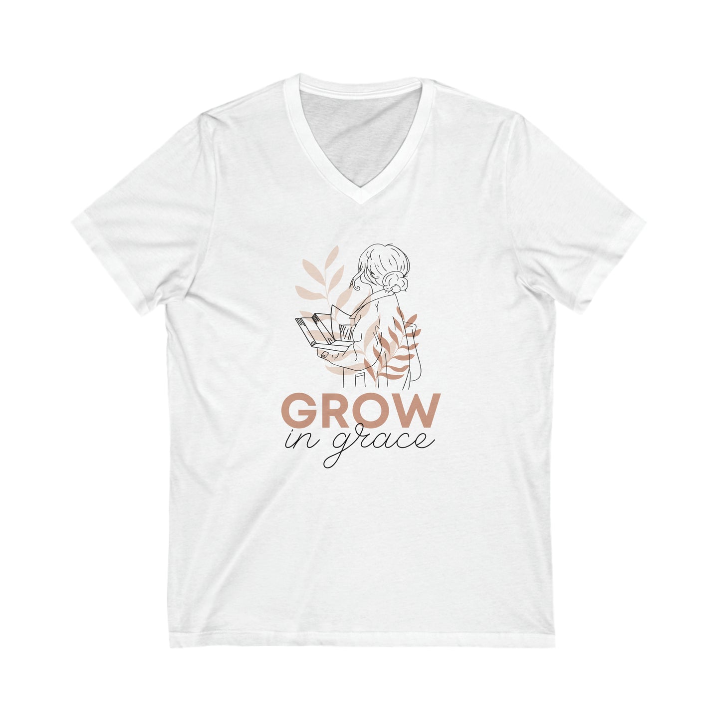 Grow in Grace Unisex Jersey Short Sleeve V-Neck Tee