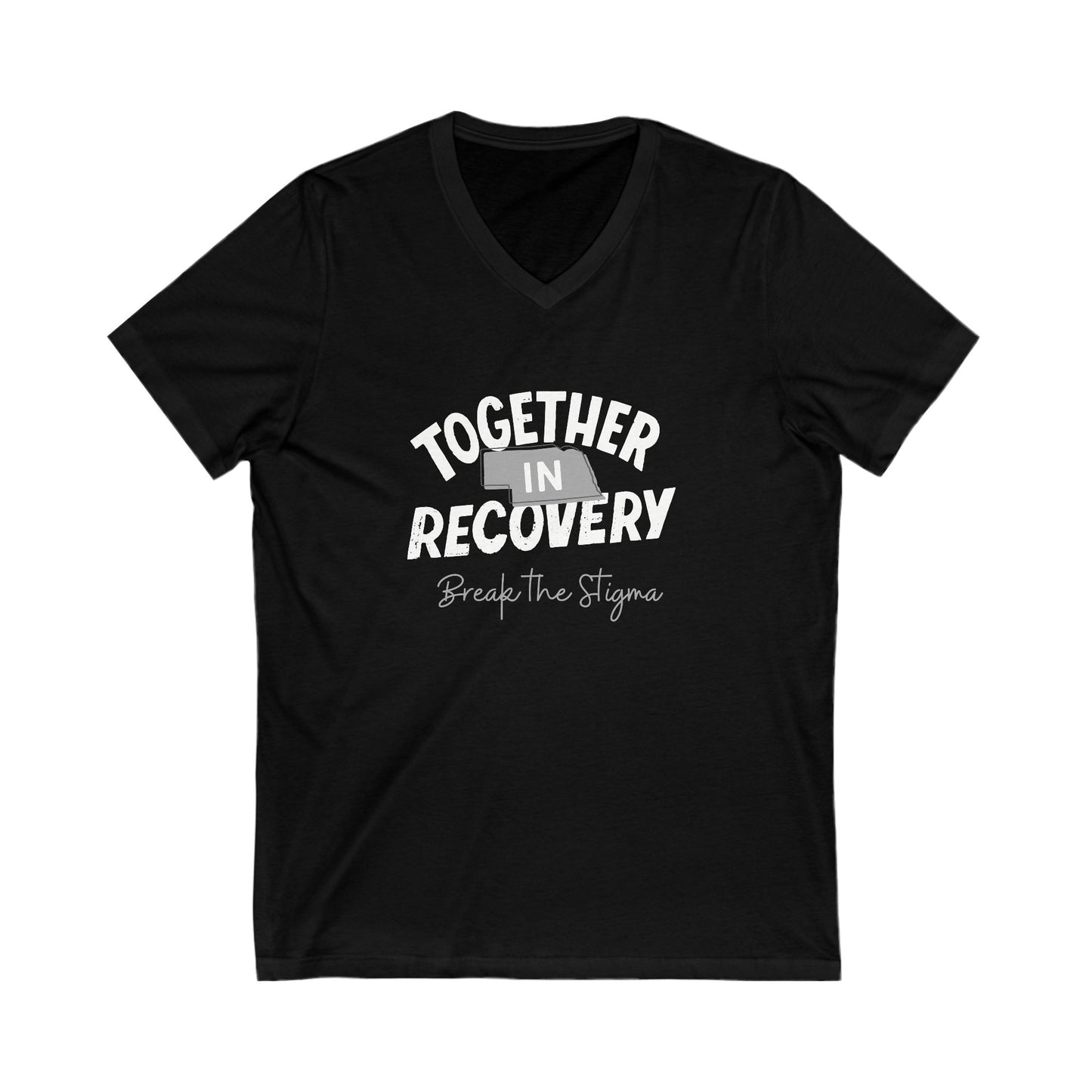 Together in Recovery (Nebraska) Unisex Jersey Short Sleeve V-Neck Tee