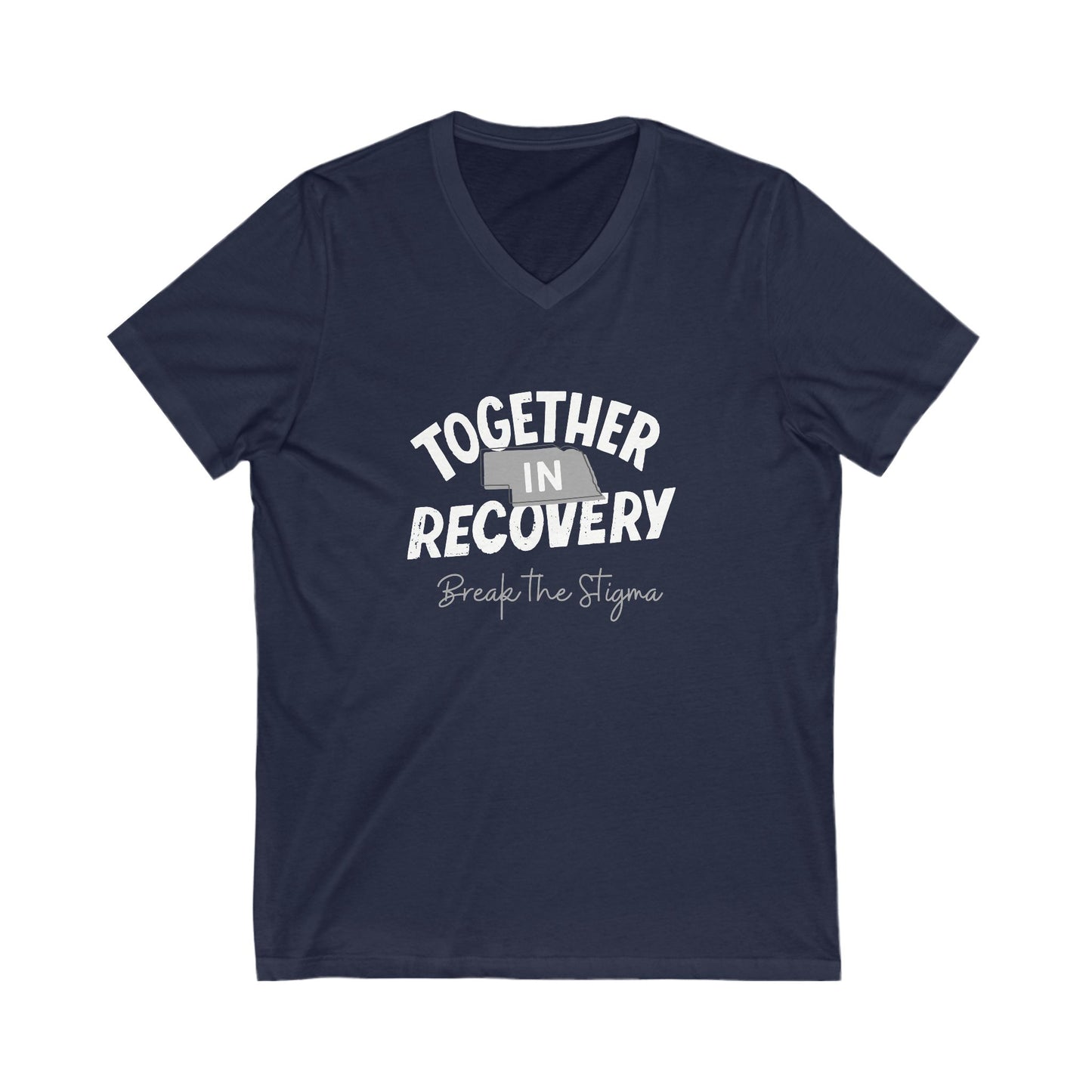 Together in Recovery (Nebraska) Unisex Jersey Short Sleeve V-Neck Tee