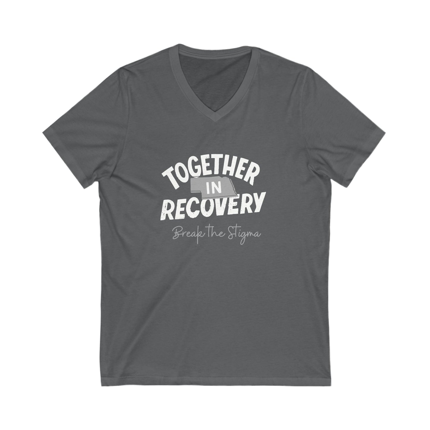 Together in Recovery (Nebraska) Unisex Jersey Short Sleeve V-Neck Tee