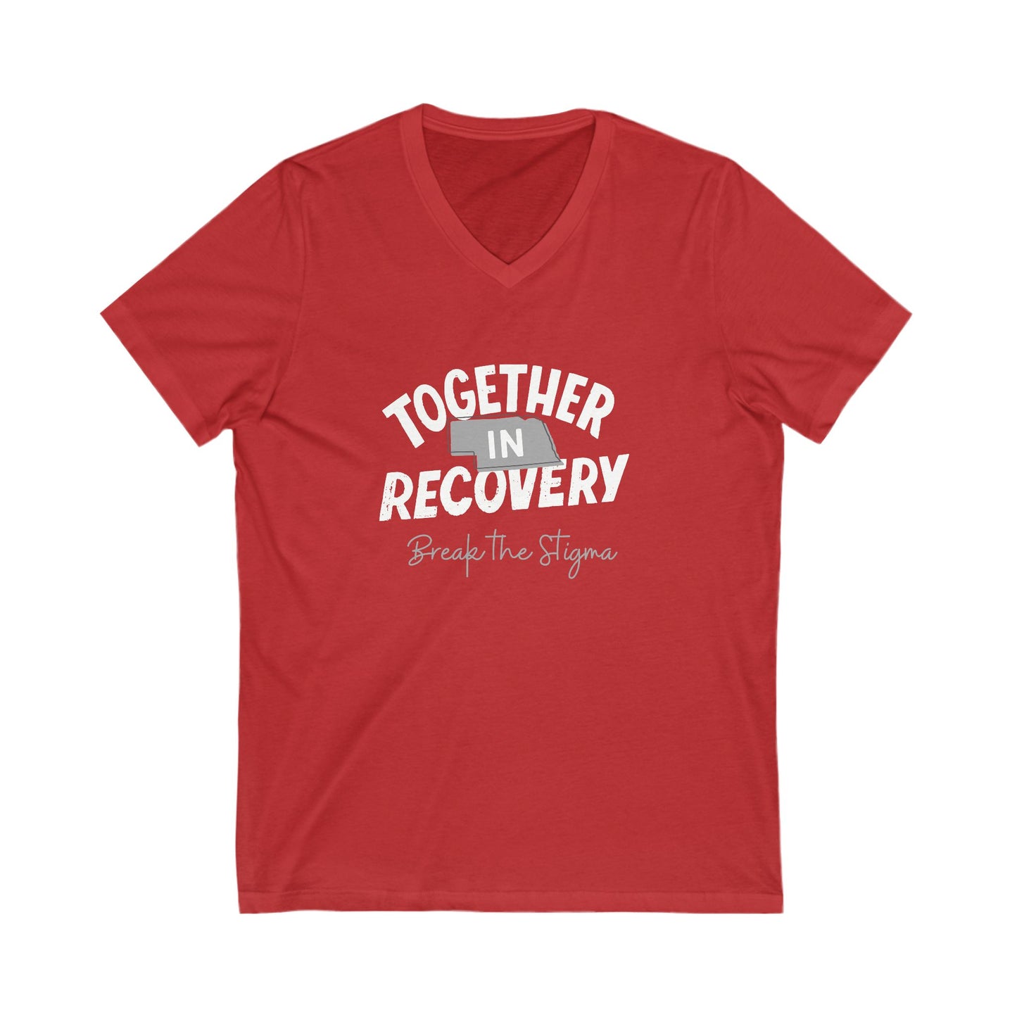 Together in Recovery (Nebraska) Unisex Jersey Short Sleeve V-Neck Tee