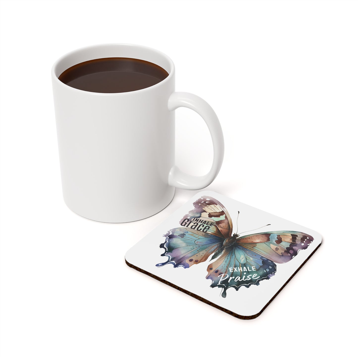 Exhale Praise Cork Back Coaster