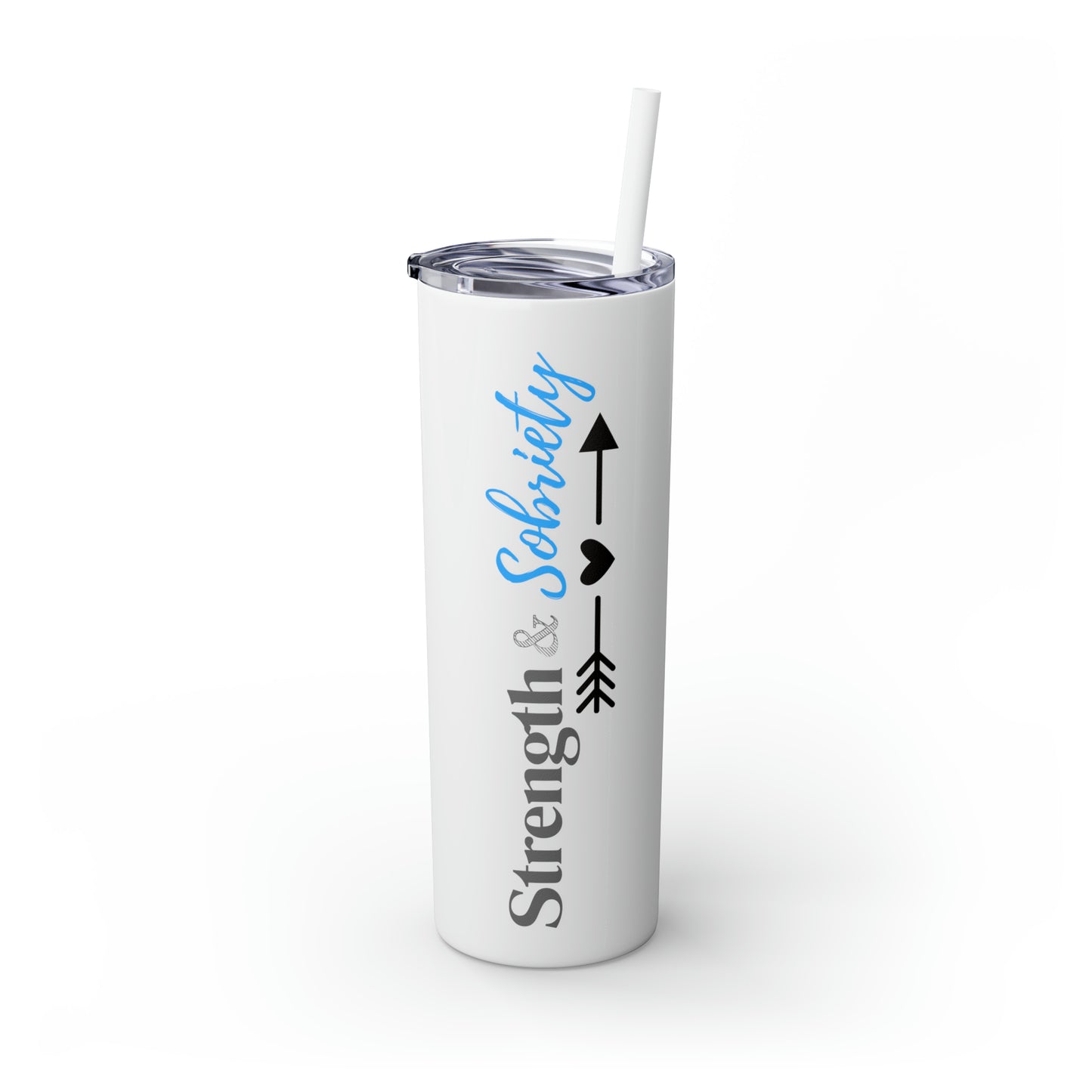 Strength Skinny Tumbler with Straw, 20oz