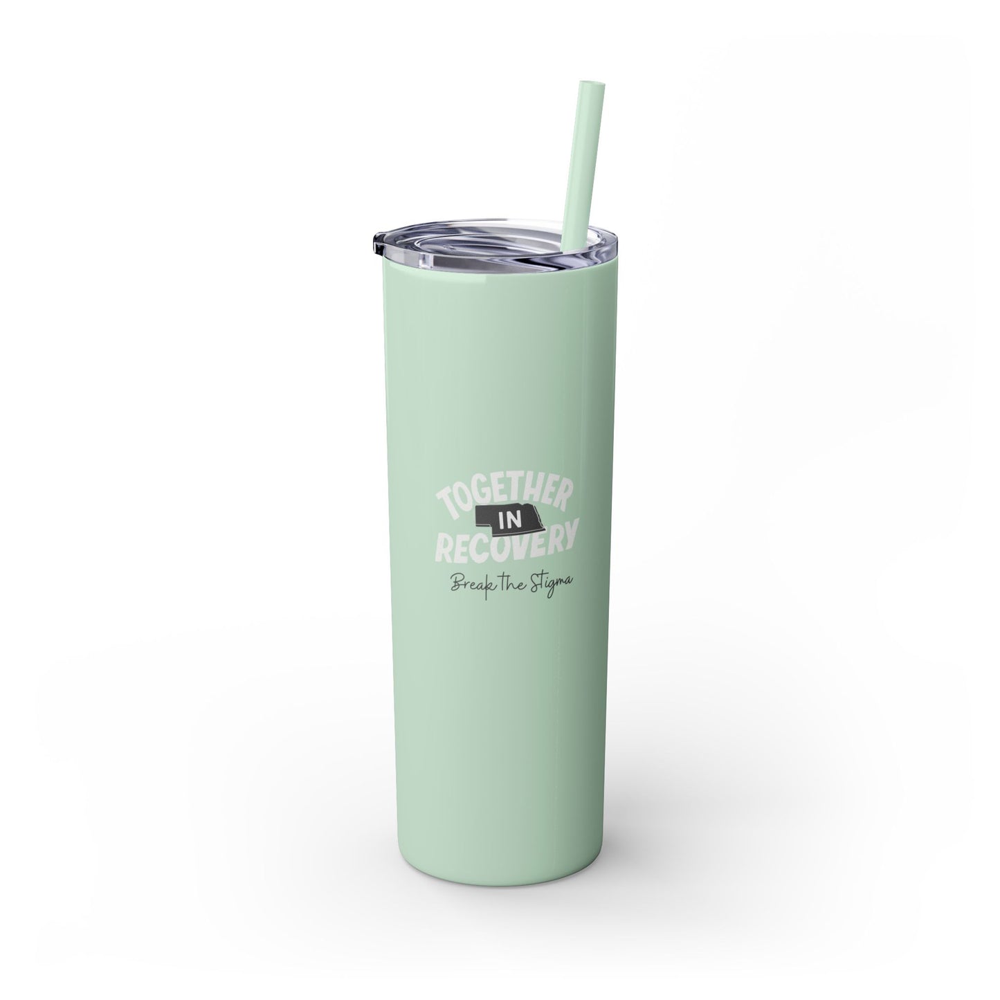 Together in Recovery (Nebraska) Skinny Tumbler with Straw, 20oz, Light Colors