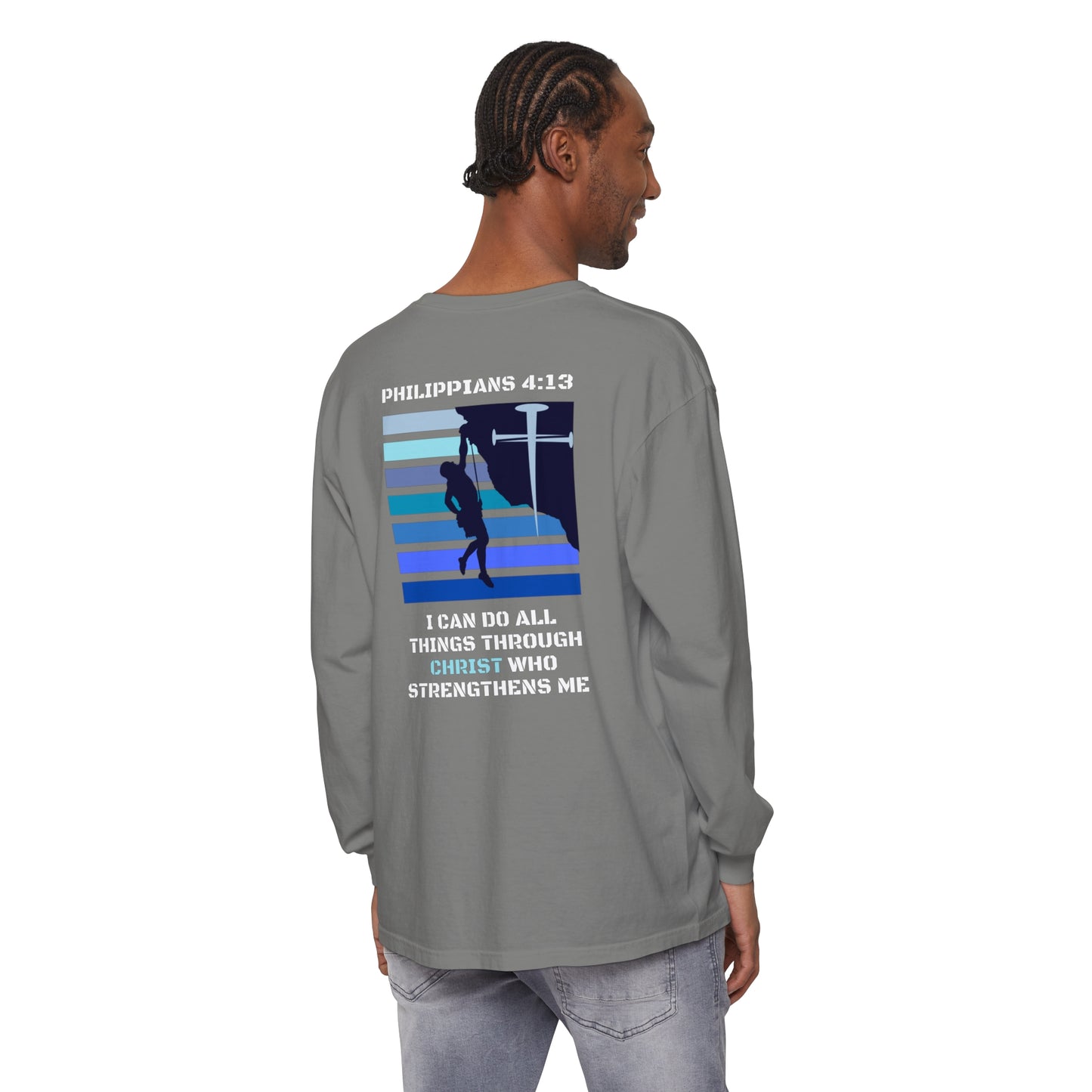 Philippians 4:13 Unisex Garment-dyed Long Sleeve T-Shirt