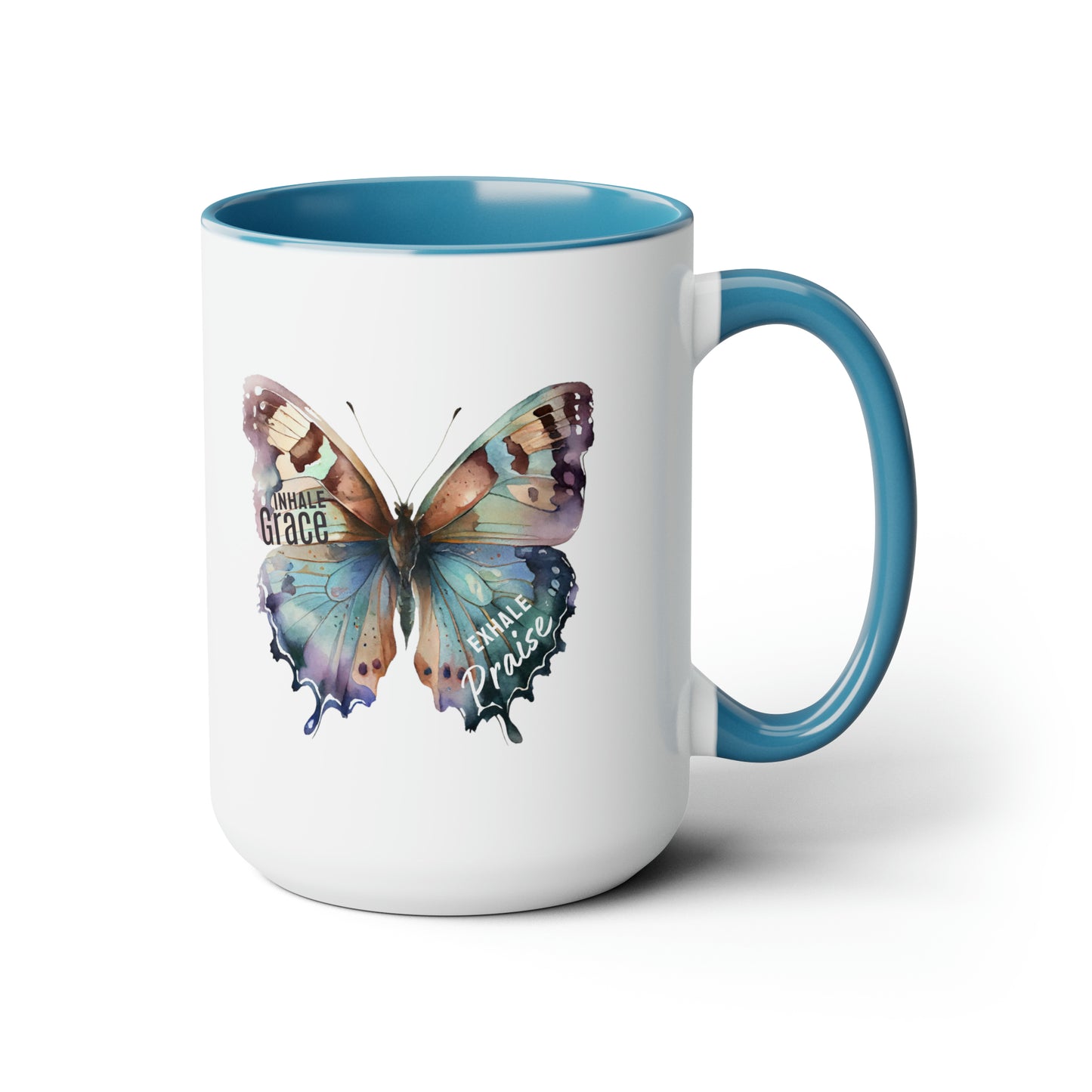 Inhale Grace Two-Tone Coffee Mugs, 15oz