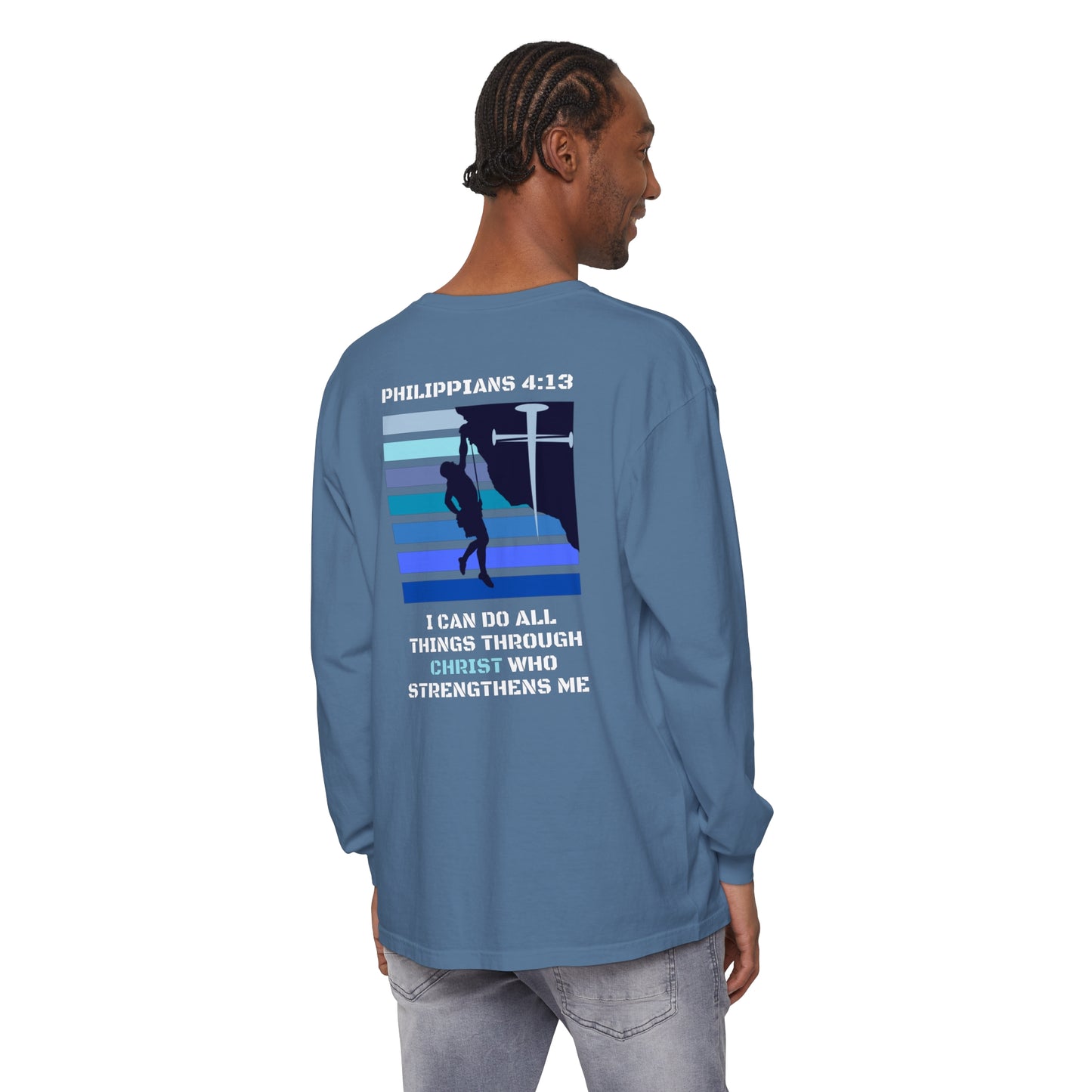 Philippians 4:13 Unisex Garment-dyed Long Sleeve T-Shirt