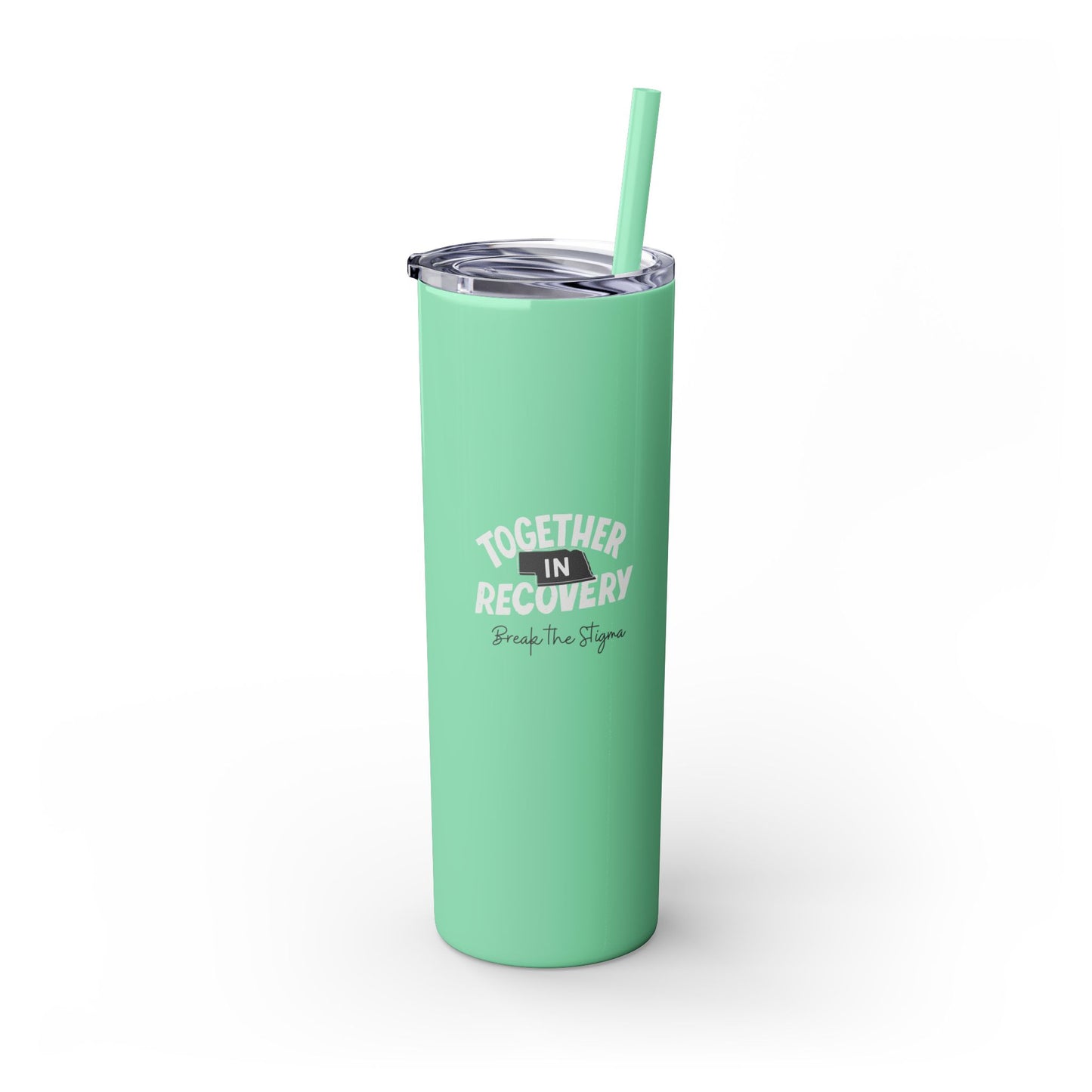 Together in Recovery (Nebraska) Skinny Tumbler with Straw, 20oz, Light Colors