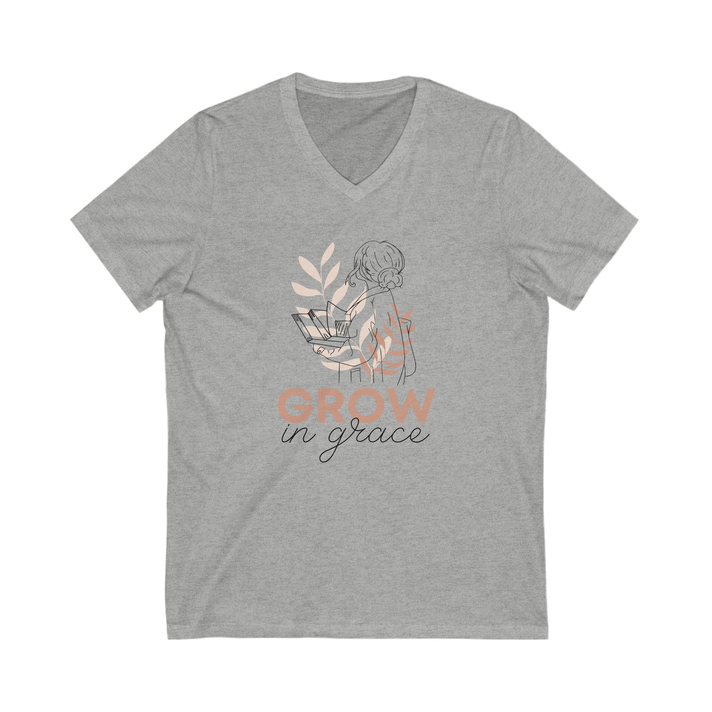 Grow in Grace Unisex Jersey Short Sleeve V-Neck Tee