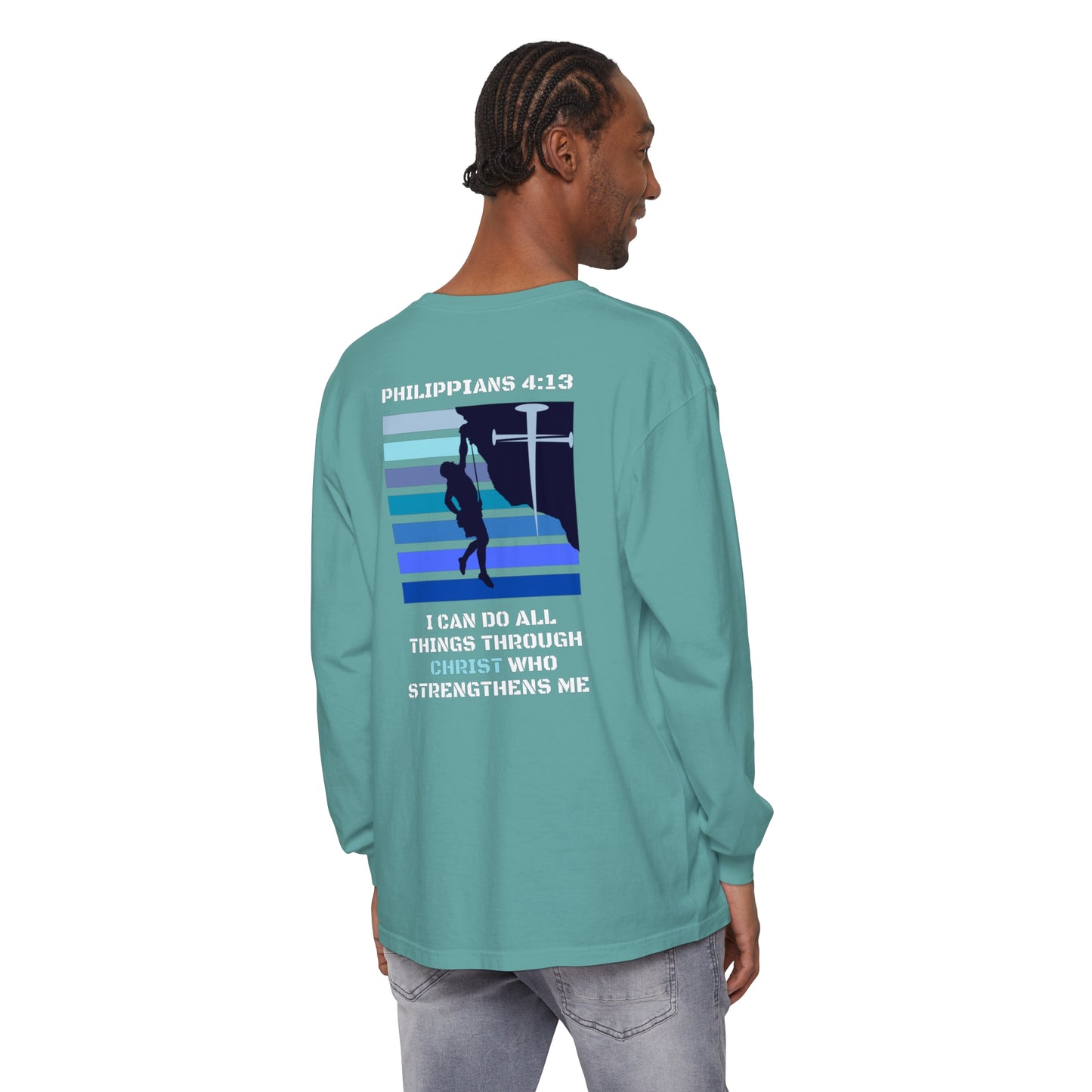 Philippians 4:13 Unisex Garment-dyed Long Sleeve T-Shirt