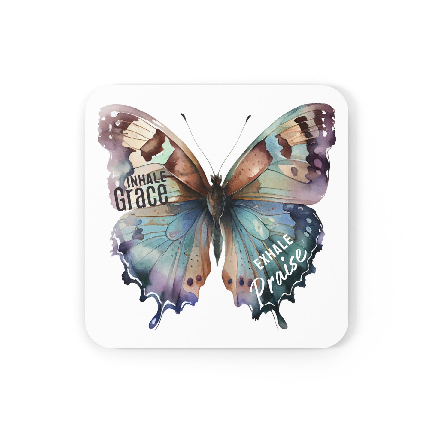 Exhale Praise Cork Back Coaster