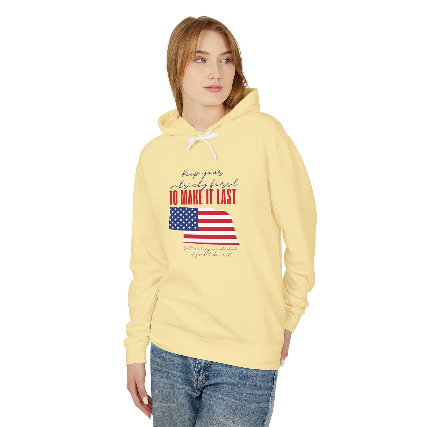 Sobriety First- NE Unisex Lightweight Hooded Sweatshirt